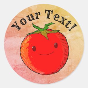 Sticker Rond Vintage style d'impression jolie tomate caricature