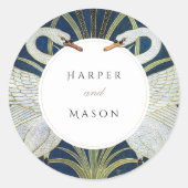 Sticker Rond Vintage Swan Love Mariage (Devant)
