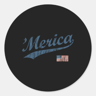 Sticker Rond Vintage Team America 4 juillet Patriotique