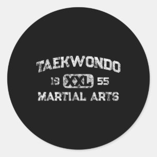 Sticker Rond Vintage Tkd Taekwondo Student Martial Karate Marti
