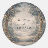 Sticker Rond Vintage Toile Wedding Tapestry Romantic Woodland  (Devant)