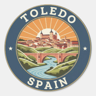 Sticker Rond Vintage Toledo Espagne Alcazar Travel