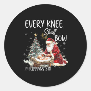 Sticker Rond Vintage Tout Genou Fléchira Père Noël Religieux