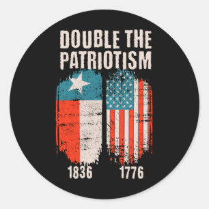 Sticker Rond Vintage True Texan Double Citizen Love Texas Ameri