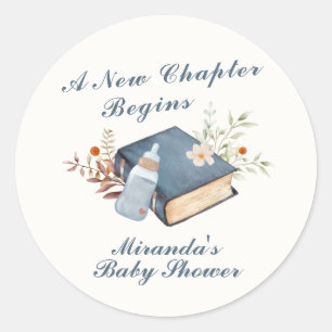 Sticker Rond Vintage Un Nouveau Chapitre Baby shower De Bouteil
