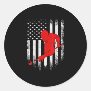 Sticker Rond Vintage USA American Flag Pool Billiard Snooker