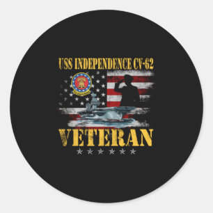 Sticker Rond Vintage Uss Independence Cv-62 Avion Carrier Fl