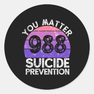 Sticker Rond Vintage Vous Problème 988 Prévention du suicide