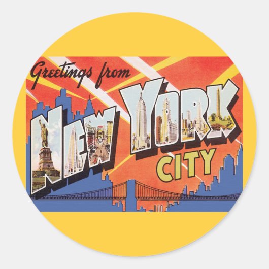Sticker Rond Vintage voyage de New York (Devant)