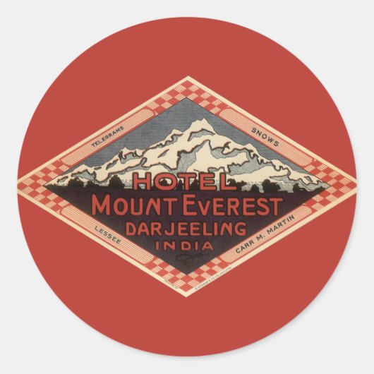 Sticker Rond Vintage voyage, Mont Everest, Darjeeling Inde (Devant)