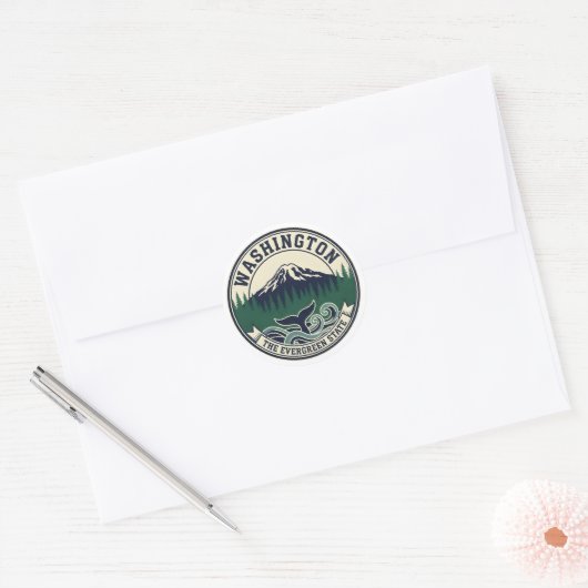 Sticker Rond Vintage Washington State Emblem  (Enveloppe)