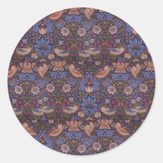 Sticker Rond Vintage William Morris Strawberry Thief (Devant)