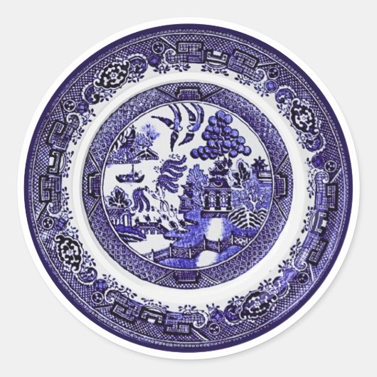 Sticker Rond Vintage Willow bleu Motif vers 1790 (Devant)