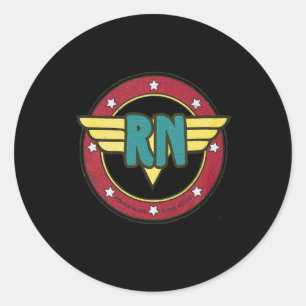 Sticker Rond Vintage Wonder Nurse Rn Superhero désorganisé