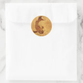 Sticker Rond Vintage Worn Koi Poisson Design (Sac)