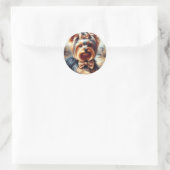 Sticker Rond Vintage Yorkshire Terrier peinture (Sac)