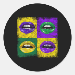 Sticker Rond Vintages Lèvres Filles Femmes Nouvelle Orléans Mar