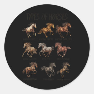 Sticker Rond Vintages Rétro Types De Chevaux Cheval Cheval race