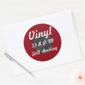 Sticker Rond Vinyl 33 tr/min Toujours Rocking 3 Rouge/Blanc (Enveloppe)