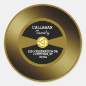 Sticker Rond Vinyl 45 Gold Record Adresse de famille (Devant)