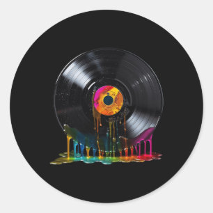 Sticker Rond Vinyl Record coloré Retro Vintage Vinyl Record T