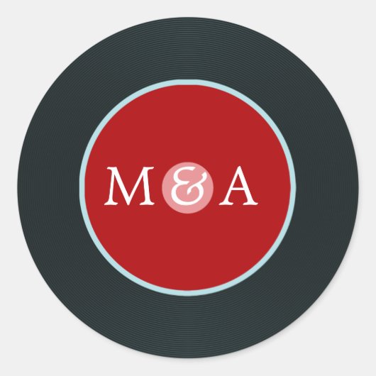 Sticker Rond Vinyl Record mariage personnalisé (Devant)