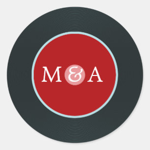 Sticker Rond Vinyl Record mariage personnalisé