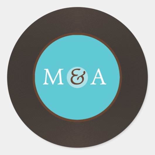 Sticker Rond Vinyl Record mariage personnalisé (Devant)