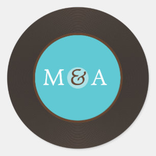Sticker Rond Vinyl Record mariage personnalisé