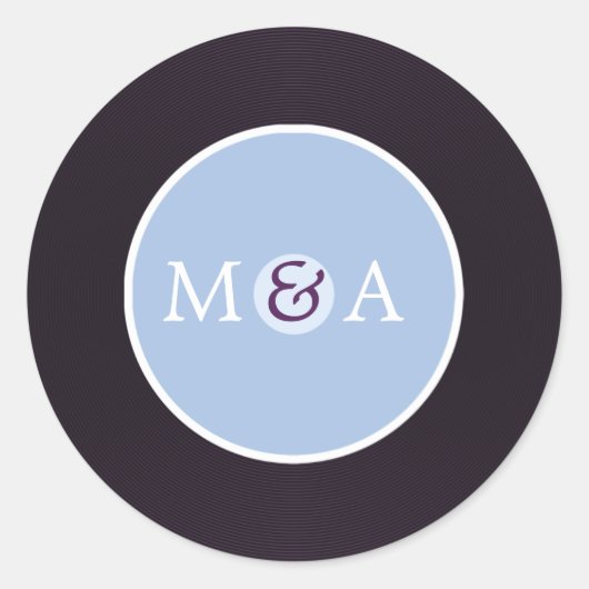Sticker Rond Vinyl Record mariage personnalisé (Devant)