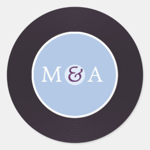 Sticker Rond Vinyl Record mariage personnalisé