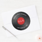 Sticker Rond Vinyle avec nom en monogramme Rock And Roll Rouge  (Enveloppe)