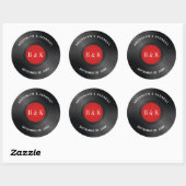 Sticker Rond Vinyle avec nom en monogramme Rock And Roll Rouge  (Feuille)