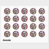 Sticker Rond Violas et panses florales (Feuille)