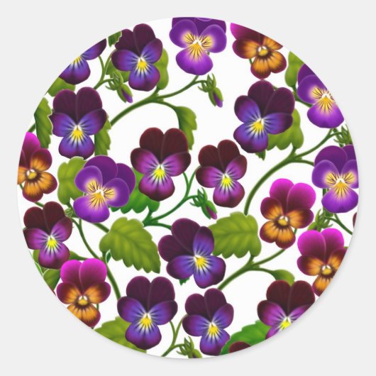 Sticker Rond Violas et panses florales (Devant)