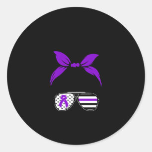 Sticker Rond Violence domestique Guerrier Ruban Purple Guerrier