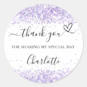 Sticker Rond Violet blanc confetti merci (Devant)