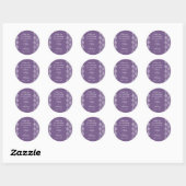 Sticker Rond Violet blanc Damask Arabesque Mariage personnalisé (Feuille)
