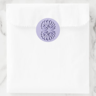 Sticker Rond Violet bleu Mariage damassé