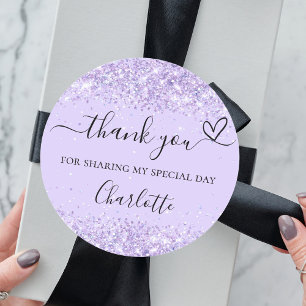 Sticker Rond Violet confettis lavande merci coeur