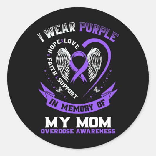 Sticker Rond Violet en mémoire de ma mère Conscience de l'overd (Devant)