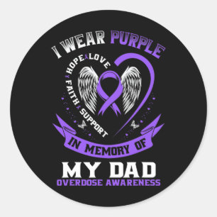 Sticker Rond Violet En Mémoire De Mon Papa Toxicomanie Sensibil