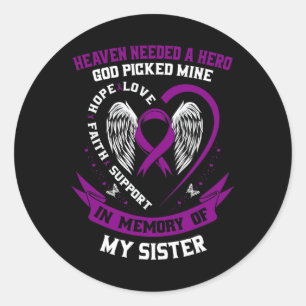 Sticker Rond Violet en mémoire de soeur Pancréatique Cancer Awa