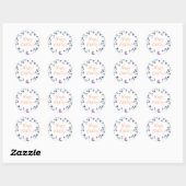 Sticker Rond Violet flûtes bleuets blanc heureux anniversaire (Feuille)