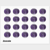 Sticker Rond Violet foncé Glitterie Argent Phuile 21e anniversa (Feuille)