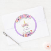 Sticker Rond Violet frais | Unicorn fête d'anniversaire (Enveloppe)