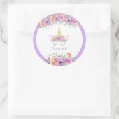 Sticker Rond Violet frais | Unicorn fête d'anniversaire (Sac)