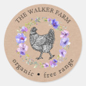 Sticker Rond Violet Garden Farm Oeufs frais (Devant)