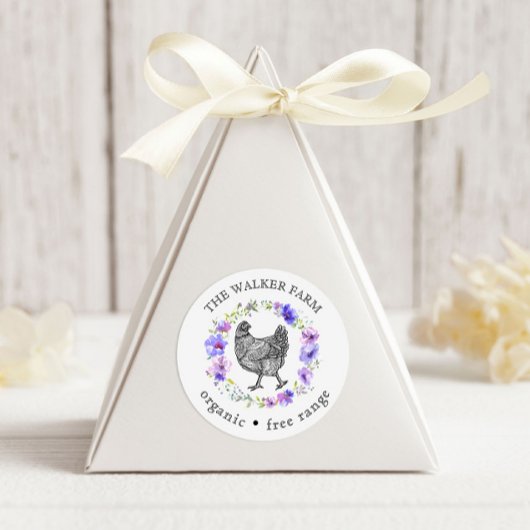 Sticker Rond Violet Garden Farm Oeufs frais