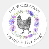 Sticker Rond Violet Garden Farm Oeufs frais (Devant)